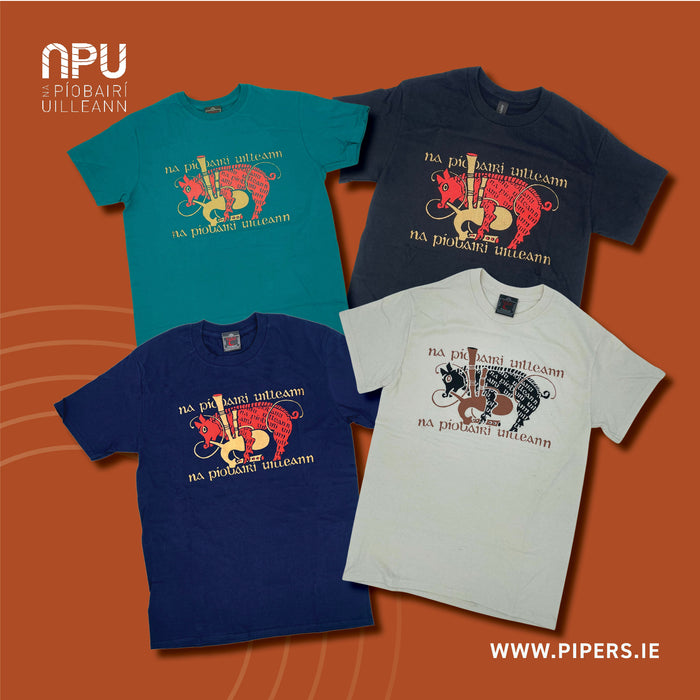 Piping Pig T-Shirt (Black, Teal, Natural & Navy)