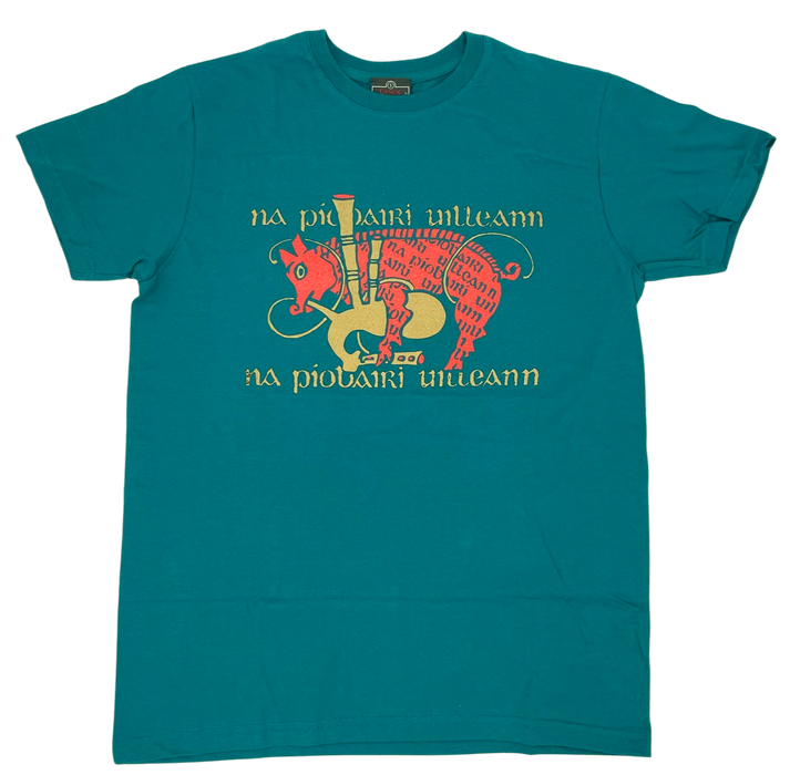 Photo of piping pig t-shirt in the colour teal